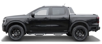 SCHWELLERROHRE SCHWARZ MATT HEAVY DUTY FÜR FORD RANGER 2012- & RAPTOR 2019- DOPPELKABINE SEITE LINKS