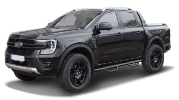 SCHWELLERROHRE SCHWARZ MATT HEAVY DUTY FÜR FORD RANGER 2012- & RAPTOR 2019- DOPPELKABINE FAHRZEUGLINKS