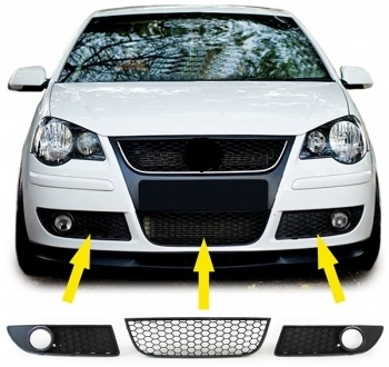 VW POLO 9N3 SATZ STOSSST.GRILL GTI OPTIK 05-09