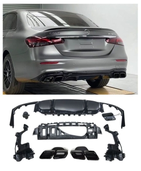 Diffusor + Auspuffblenden (SCHWARZ) E53 AMG OPTIK für Mercedes E-Klasse W213 MOPF 2020-