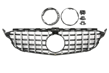 Grill Sport Kühlergrill mit 360° Kamera für Mercedes W205 S205 C205 Panamericana GT C63 AMG OPTIK Chrom Schwarz / Facelift