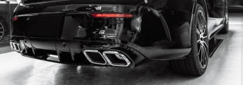 HECKDIFFUSOR + AUSPUFFBLENDEN (CHROM) IM C63 AMG OPTIK FÜR MERCEDES A205 C205 Coupe Cabrio  Montiert