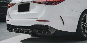 Heckdiffusor + Auspuffblenden (Chrom) C43 AMG OPTIK passt für Mercedes W206 Limousine und S206 T-Modell 2021-
