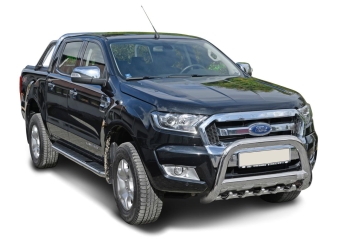 Frontschutzbügel schwarz + Unterfahrschutz 89mm Ford Ranger (12-18) inkl. CH Gutachten Montiert  Seite