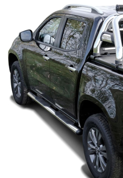 SCHWELLERROHRE EDELSTAHL Ø 100MM PASSEND FÜR MERCEDES-BENZ X-KLASSE DOPPELKABINE (2017-2020)