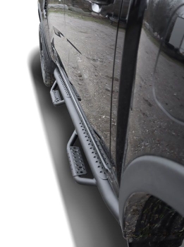 SCHWELLERROHRE SCHWARZ MATT HEAVY DUTY FÜR FORD RANGER 2012- & RAPTOR 2019- DOPPELKABINE SEITE