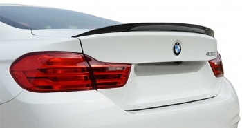 4er BMW F32 Coupe M Performance Look Heckspoiler Spoiler 2013- Montiert zeigt Spoiler in Schwarz