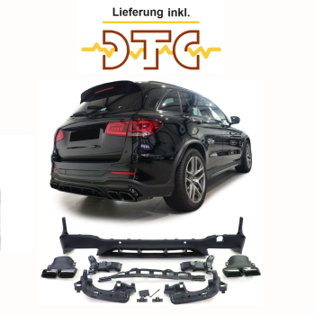 AMG Look Heck Diffusor Stossstange Auspuffblenden Schwarz für Mercedes GLC  X253  AMG Optik Paket ab 2015