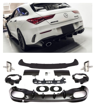 Heckdiffusor + Auspuffblenden (Chrom1x1) AMG OPTIK für Mercedes W118 C118 CLA-KLASSE 05/2019-