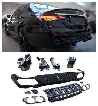 Diffusor + Auspuffblenden (CHROM) E53 AMG OPTIK für Mercedes E-Klasse W213 MOPF 2020-