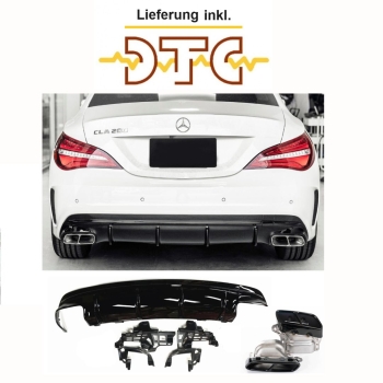 Diffusor Auspuffblenden SCHWARZ GLÄNZEND für Mercedes C117 CLA-Klasse 