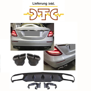 Diffusor + Auspuffblenden (SCHWARZ) E63 AMG OPTIK Mercedes E-Klasse W213 vor-Facelift mit DTC Gutachten
