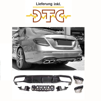 Diffusor + Auspuffblenden (SCHWARZ) E63 AMG OPTIK Mercedes E-Klasse W213 vor-Facelift mit DTC Gutachten