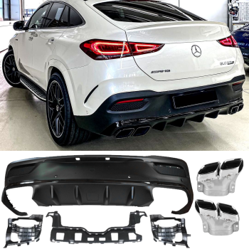 Diffusor + Auspuffblenden Chrom  für Mercedes GLE C167 Coupe 63 AMG Optik