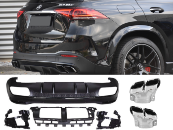Diffusor + Auspuffblenden Chrom für Mercedes GLE W167 SUV 63 AMG Optik 2019- mit DTC Gutachten