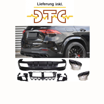 Diffusor + Auspuffblenden schwarz  für Mercedes GLE W167 SUV 63 AMG Optik 2019- mit DTC Gutachten