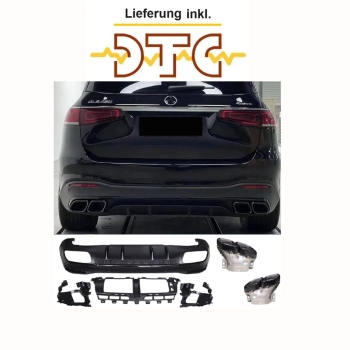 Diffusor + Auspuffblenden Schwarz für Mercedes X167 GLS 63 AMG Optik mit DTC Gutachten