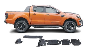6-TEILIGER BLACK STEALTH ALUMINIUM UNTERFAHRSCHUTZ FÜR FORD RANGER (2012-2018)