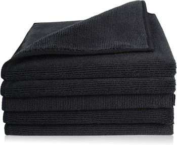 Premium Mikrofaser Putztuch Extra saugstark Hochwertiges Microfaser Reinigungstuch für Auto und Haushalt 40 x 40 cm 5er Set, Schwarz