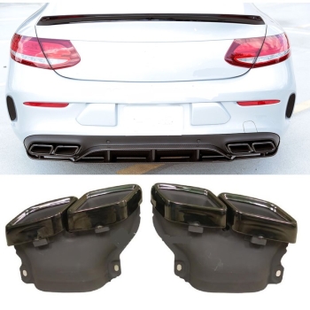 Nighpaket AMG Look Auspuffblenden Schwarz Hochglanz für Mercedes C / A / CLA / GL / GLA
